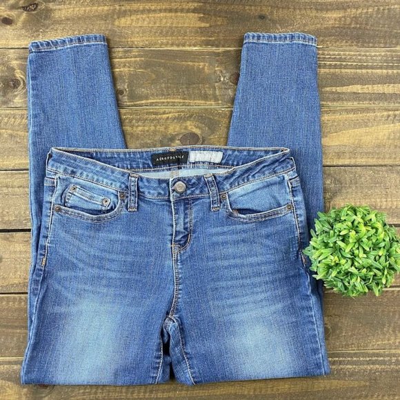 Aeropostale Jeggings Size 8 SHORT Low Rise Stretch Dark Wash 26" Inseam - Picture 1 of 6